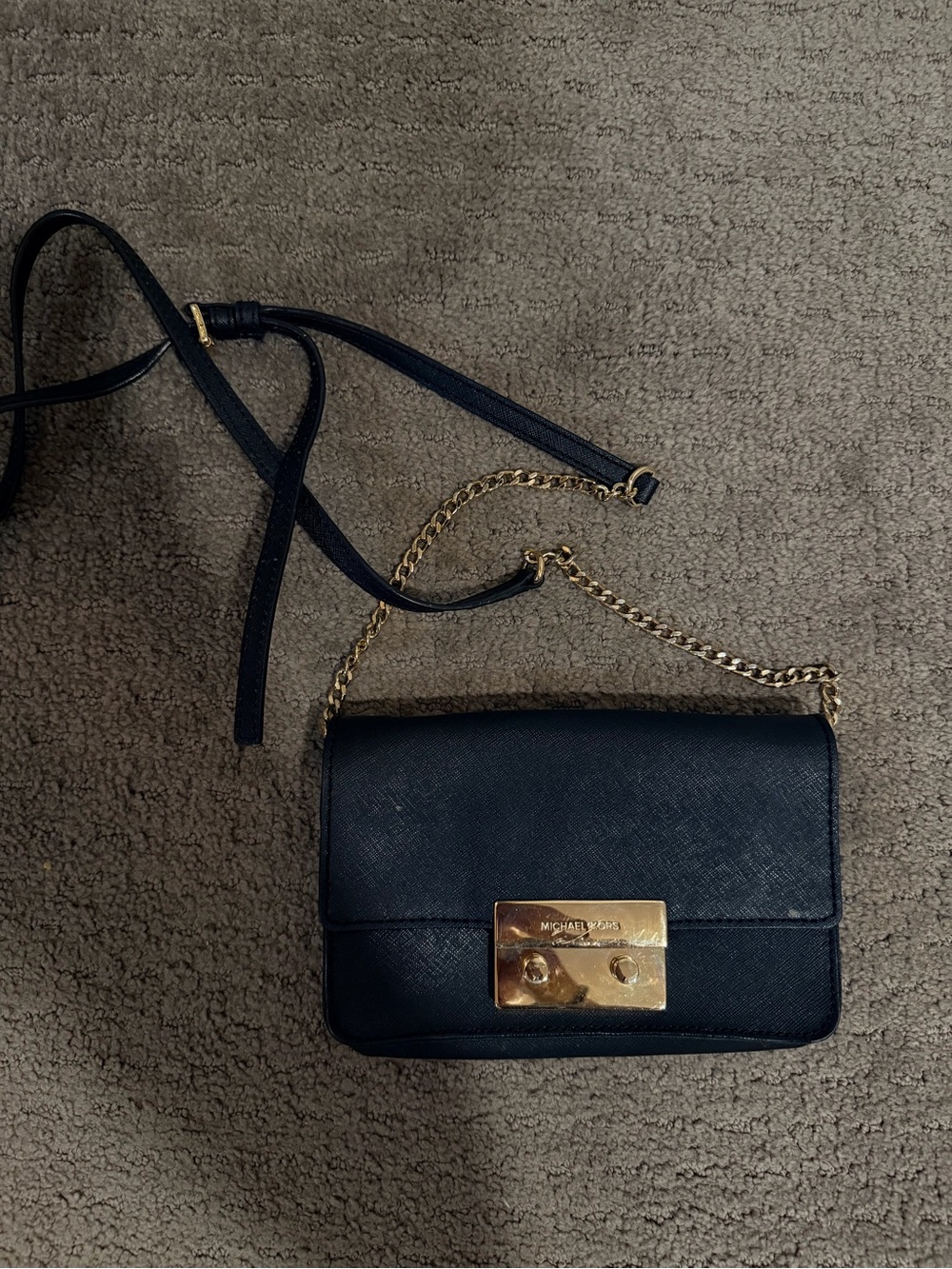 Michael Kors Black Saffiano Crossbody with Gold Hardware